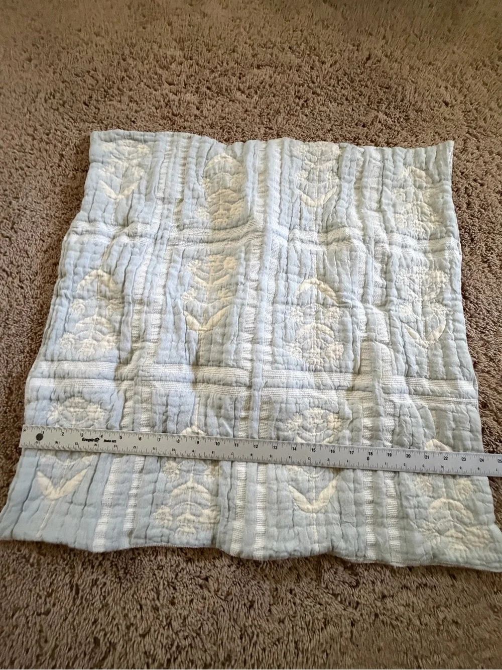 New Anthropologie cotton Parker floral woven quilted euro sham blue cover